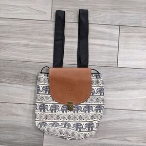Elephant canvas and faux leather backpack
